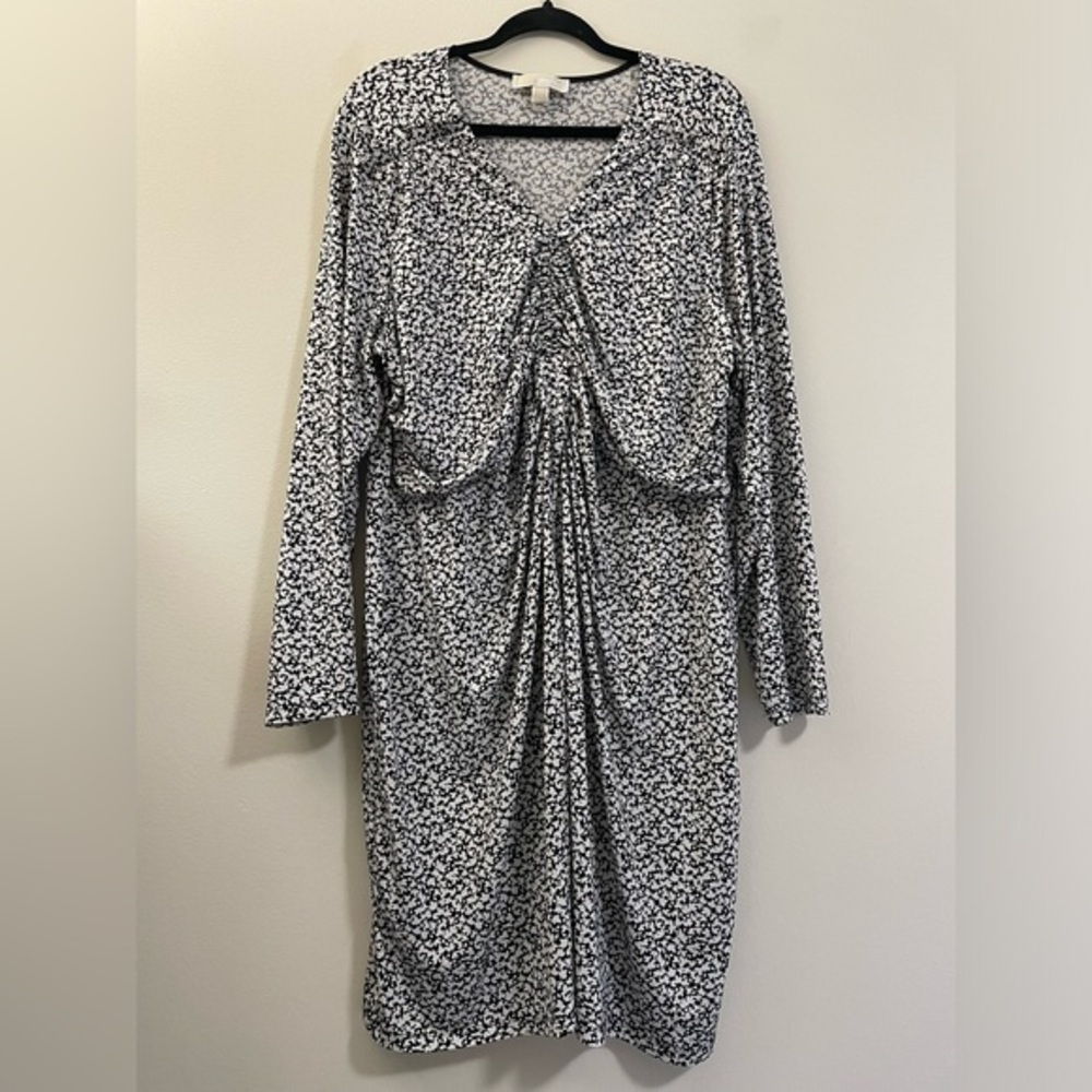 Michael Kors Ruched Ivy Dress in Black and White - 2X